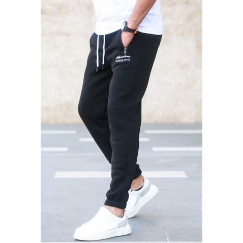 Madmext Black Embroidered Sweatpants For Men 5434 - Siyah