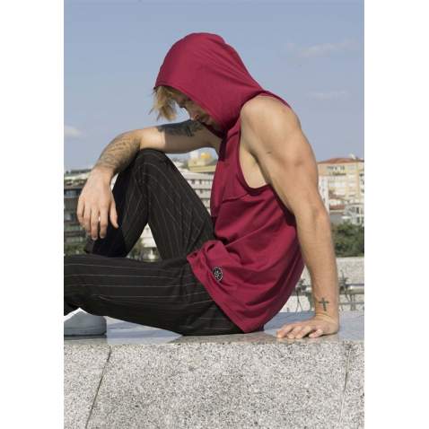 Madmext Men Maroon Hoodie T-shirt 2538 - Bordo