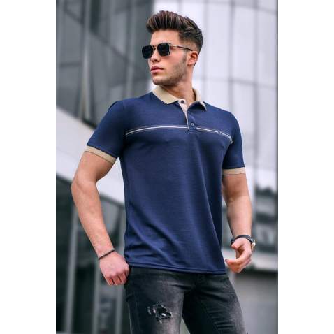 Men Basic Navy Blue Polo T-Shirt - Lacivert