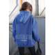 Mad Girls Blue Printed Oversize Sweatshirt MG1287 - Mavi