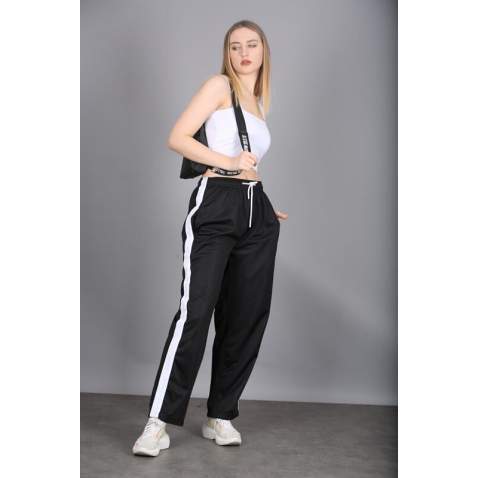 Mad Girls Black Bell Bottom Sweatpants MG1294 - Siyah