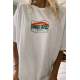 Women Printed Oversize White T-Shirt MG808 - Beyaz