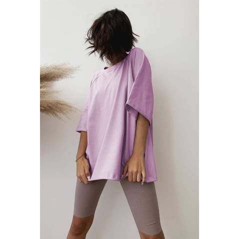 Mad Girls Oversize Light Lilac T-shirt MG1354 - Açık lila