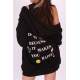 Mad Girls Printed Black Hoodie Sweatshirt MG1195 - Siyah