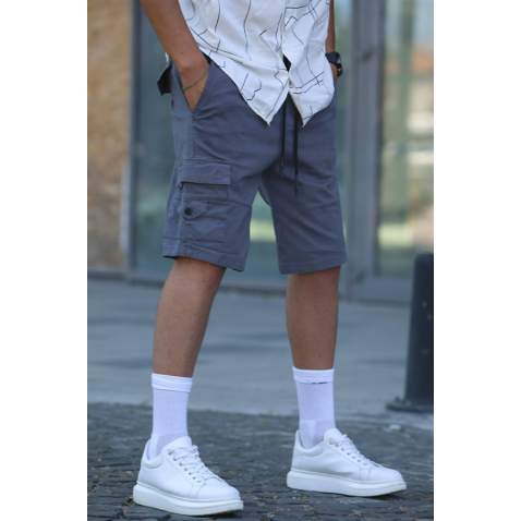 Smoke Gray Capri Shorts with Cargo Pockets 5737 - Füme