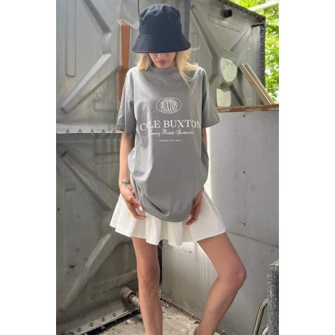 Dye Gray Printed Oversize T-Shirt MG1512 - Boyalı gri