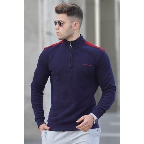 Madmext Men Navy Blue Sweatshirt 5155 - Lacivert