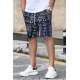 Madmext Men Printed Navy Blue Capri Shorts 2408 - Lacivert