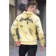 Yellow Printed Hoodie Sweatshirt 5895 - Sarı