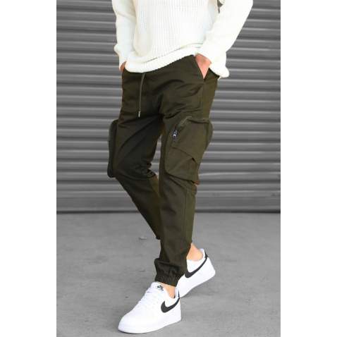 Madmext Men Slim Fit Khaki Cargo Trousers 5704 - Haki