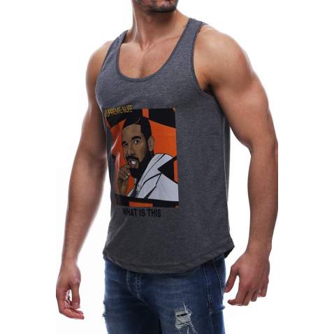 Sleeveless T-Shirt In Printed Smoked 2632 - Füme