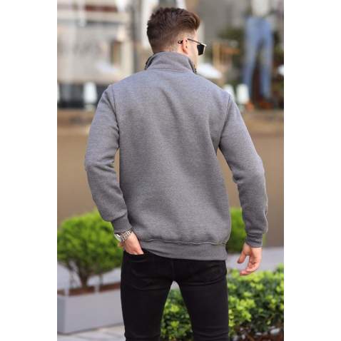 Anthracite Printed Hoodie Sweatshirt 6003 - Antrasit