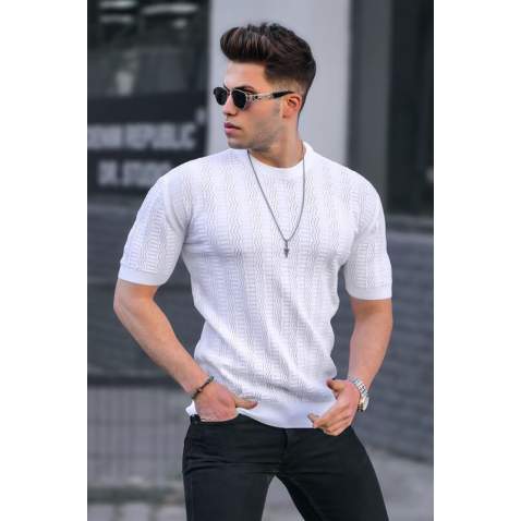 Men Designed White T-Shirt 5686 - Beyaz