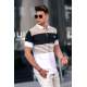 Men Striped White Polo T-Shirt 5685 - Beyaz