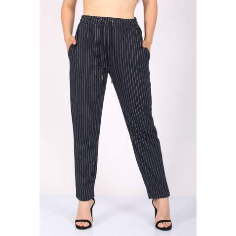 Mad Girls Navy Blue Trousers Mg1106 - Lacivert