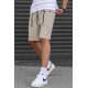 Men Basic Beige Capri Shorts - Bej