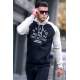 Black Embroidered Hoodie Sweatshirt 6011 - Siyah