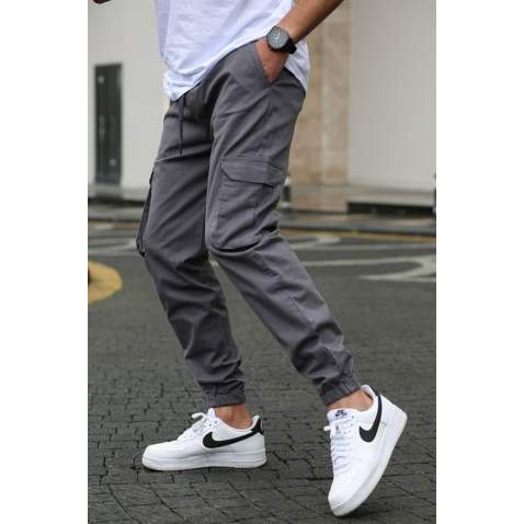 Men Smoke Gray Cargo Trousers 5447 - Füme