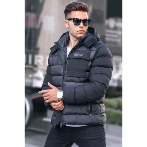 Black Hoodie Puffer Jacket 5774 - Siyah