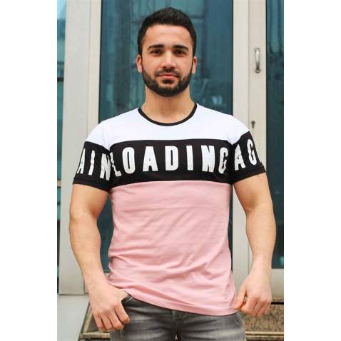 Madmext Soft Pink "Loading" Printed T-shirt for Men 2974 - Pudra