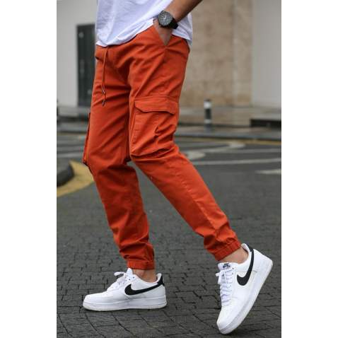 Men Tile Red Cargo Trousers 5447 - Kiremit