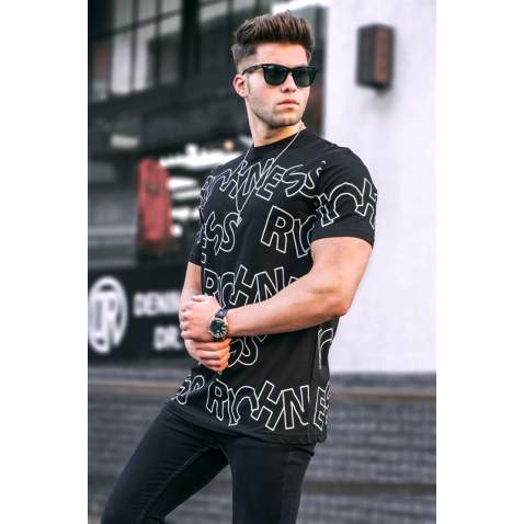 Madmext Men Printed Black T-shirt 5818 - Siyah