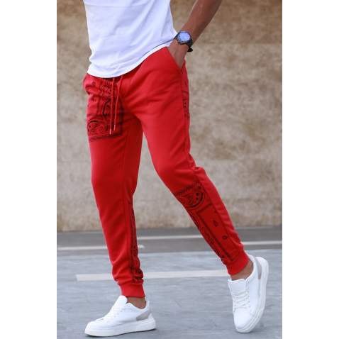 Madmext Men Red Jacquard Sweatpants 5431 - Kırmızı