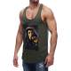 Sleeveless T-Shirt In Bob Marley's Printed and Khaki Color 2634 - Haki yeşili