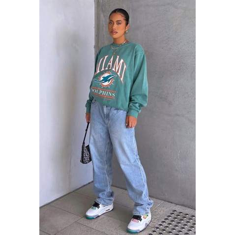 Mad Girls Sea Green Printed Sweatshirt MG1269 - Suyeşili