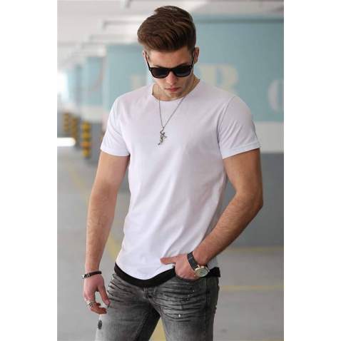 Madmext White Basic T-shirt for Men 4465 - Beyaz