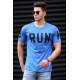 Madmext Blue Printed T-shirt for Men 3035 - İndigo