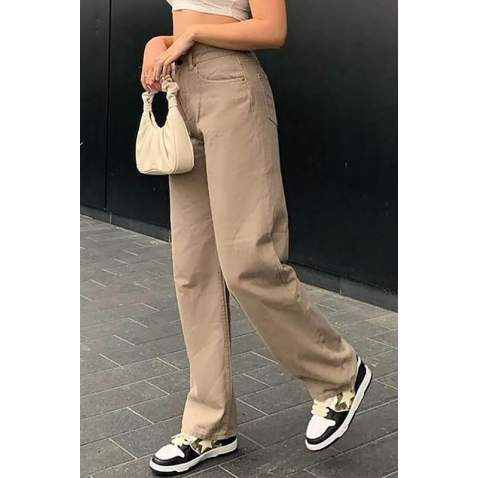 Mad Girls Beige Palazzo Jeans Mg1247 - Bej