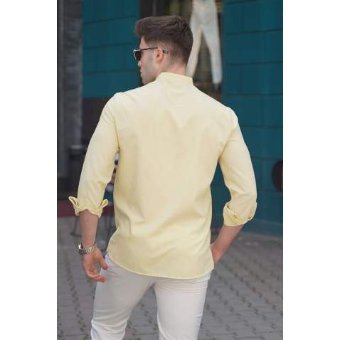 Men Yellow Linen Shirt 5548 - Sarı