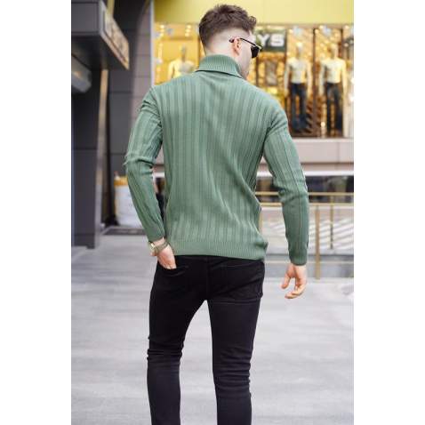 Light Khaki Knitwear Sweater 5764 - Açık haki