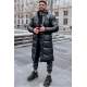 Men Black Long Puffer Jacket - Siyah