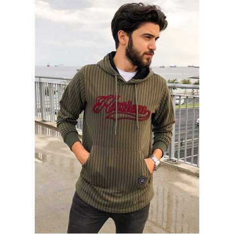 Madmext Men Khaki Hoodie Sweatshirt 2825 - Haki