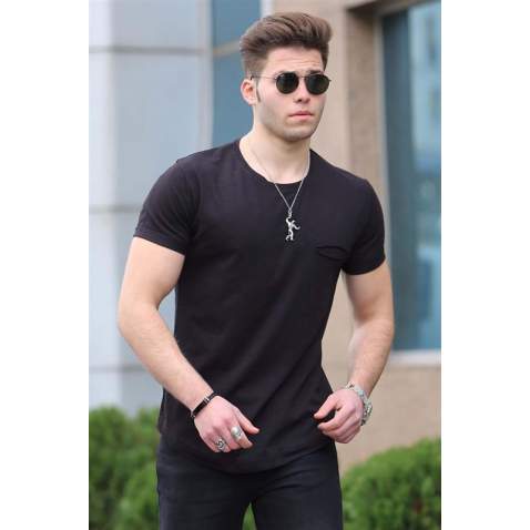 Madmext Black Basic T-shirt for Men 4474 - Siyah