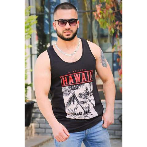 Madmext Black Printed T-shirt for Men 3090 - Siyah