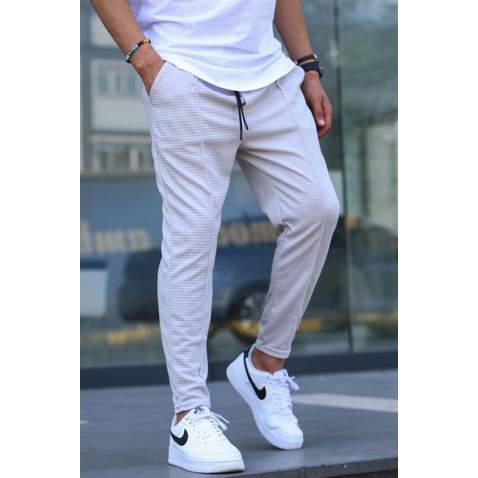 Men Striped Dye Gray Sweatpants - Boyalı gri