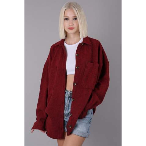 Red Oversized Overshirt MG1562 - Kırmızı