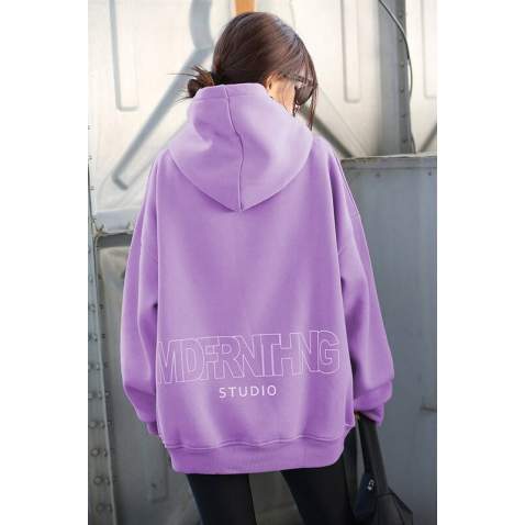 Mad Girls Printed Oversize Lilac Sweatshirt MG1287 - Lila