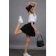 Women Basic Pleated Black Skirt MG1484 - Siyah