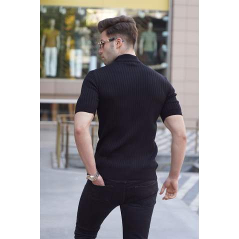 Madmext Black Knitwear With Roll Neck T-shirt 4604 - Siyah