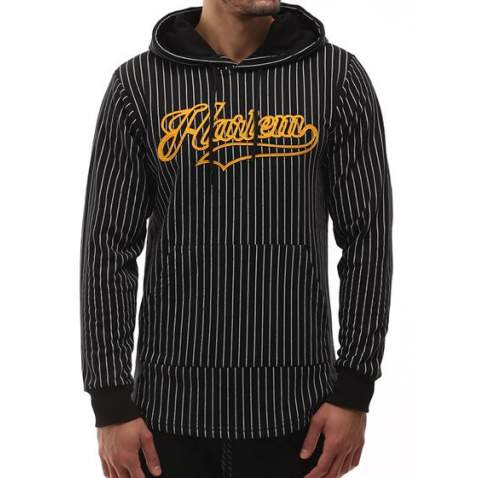 Madmext Black Striped Hoodie 2825 - Siyah