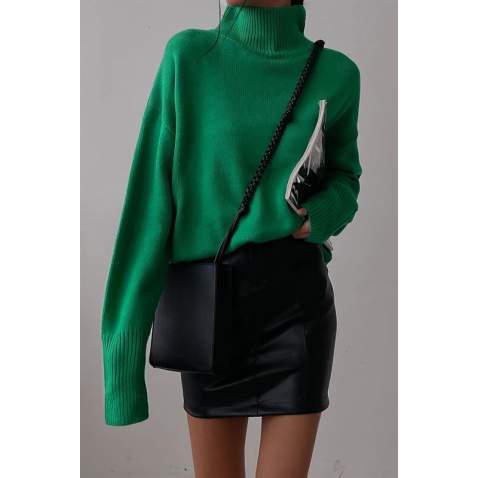 Mad Girls Turtleneck Green Sweater MG1252 - Yeşil