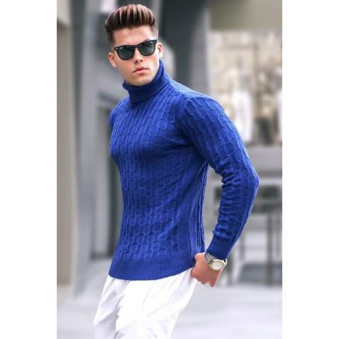 Light Navy Blue Knitwear Sweater 5759 - Açık lacivert