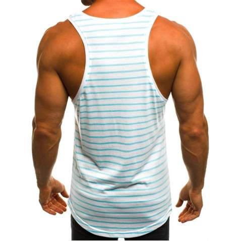 Madmext Men Striped Turquiose Vest 2571 - Turkuaz/beyaz