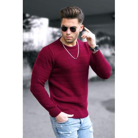 Madmext Maroon Sweater For Men 5181 - Bordo