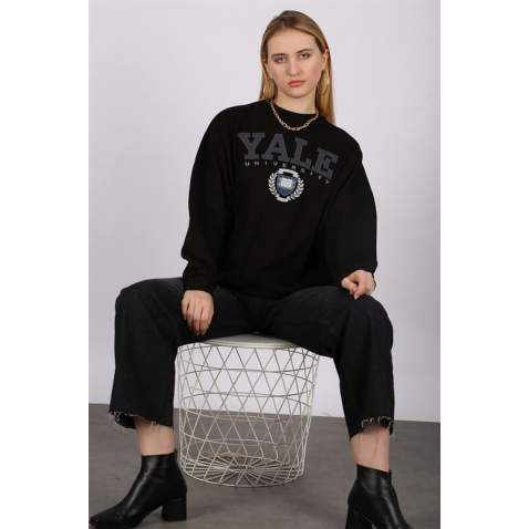 Mad Girls Black Sweatshirt MG1208 - Siyah