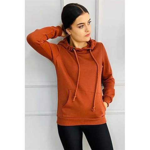 Mad Girls Brown Women's Hoodie MG682 - Kahverengi